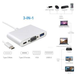 ADAPTADOR TIPO C A VGA + USB -TIPO C