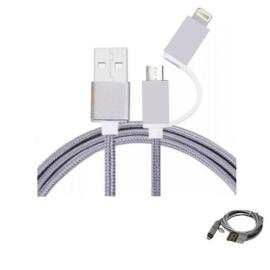 CABLES 2 EN UNO MALLADO MICRO USB + ADA IPHONE