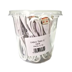 CABLE TIPO C BLANCO PACK X 12