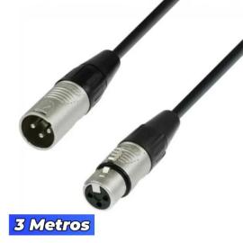 CABLE XLR CANON MACHO/HEMBRA 3 METROS