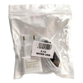CARGADOR MICRO USB  2.1A EN BOLSA