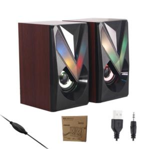 PARLANTE PC 2.0 CAJA MADERA CON LUCES